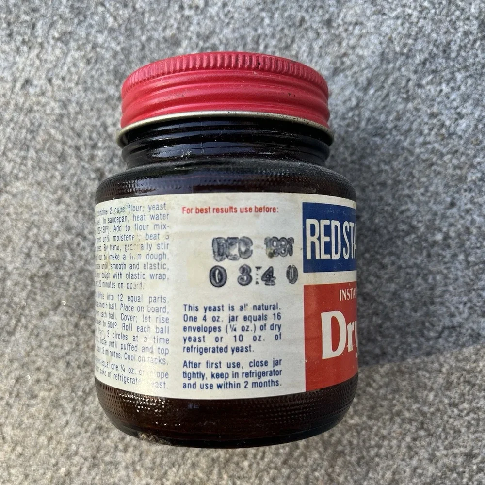 Vintage Red Star Instant Blend Active Dry Yeast 4 oz Jar, Exp Dec 1981